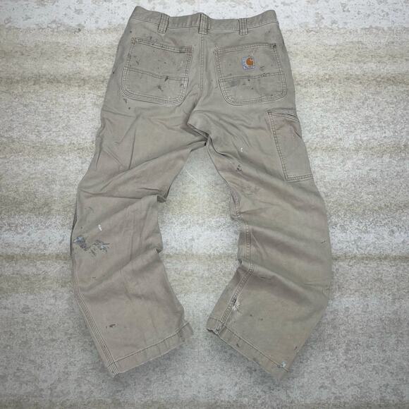 Vintage Carhartt Carpenter Pants Tan Canvas Relaxed Fit Dungarees Work Wear 90s - Picture 1 of 4